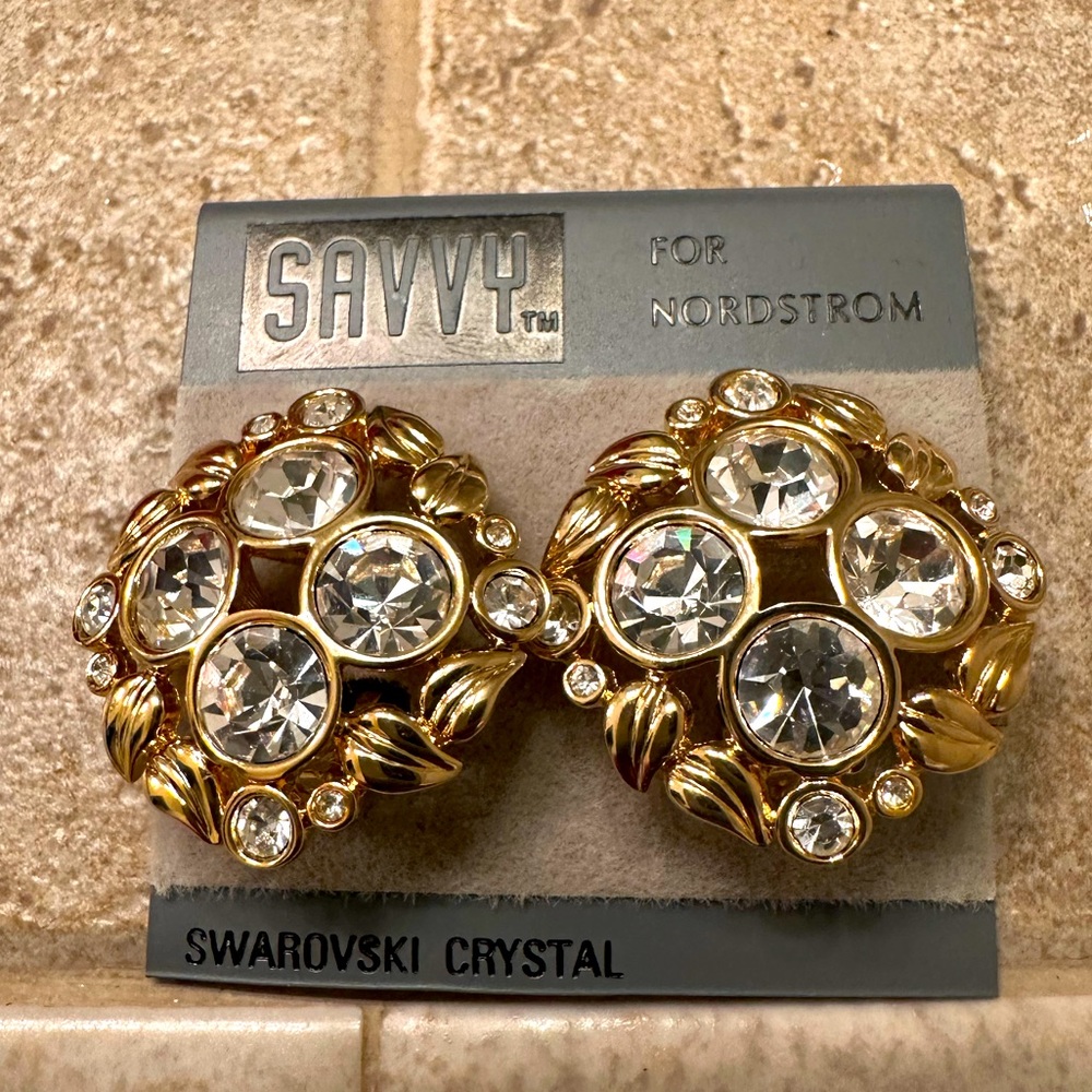 Swarovski crystal clip on earrings